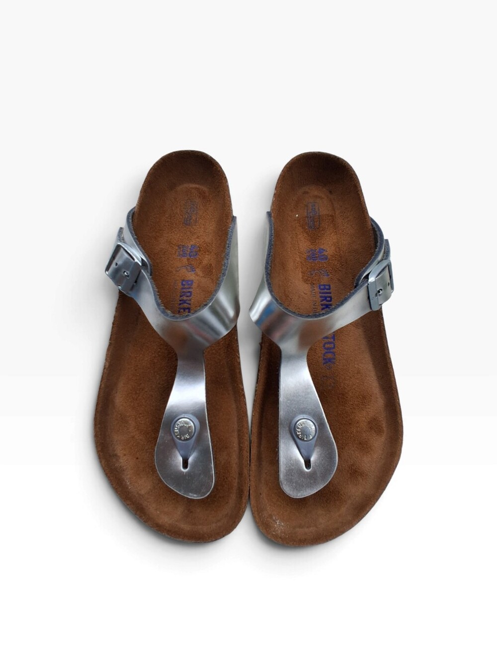 Birkenstock Gizeh Silver Metallic Thong Sandals Size 40 / US 9-9.5 Medium